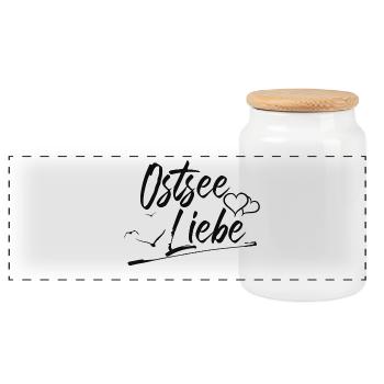 Ostsee Liebe - Panorama Keksdose mit Holzdeckel - Weiß - Vorne