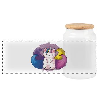 Kitty katacorn - Panoramic Cookie Jar with Wooden Lid - white - Front