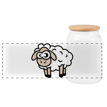 Schaf comic lustig cool cartoon Schafe Symbol - Panorama Keksdose mit Holzdeckel - Weiß - Vorne