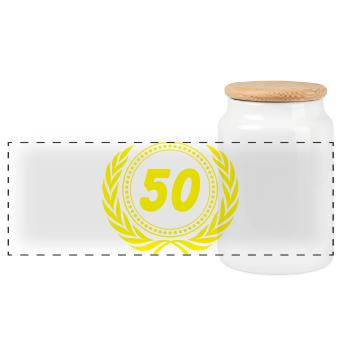 50th Birthday, 50th Anniversary Laurel Wreath ... (25) - Panoramic Cookie Jar with Wooden Lid - white - Front