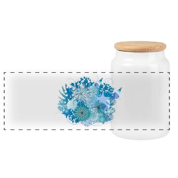 Coral reef with mussels, sea anemones and corals - Panoramic Cookie Jar with Wooden Lid - white - Front