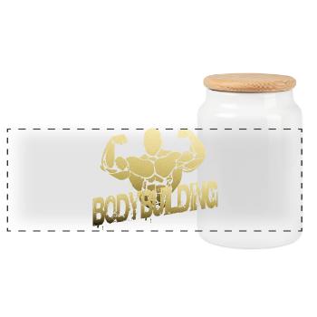 Body Building - Panorama Keksdose mit Holzdeckel - Weiß - Vorne