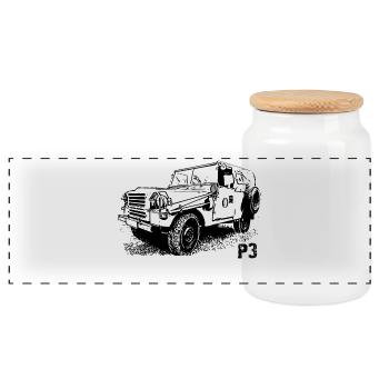 P3 Camion DDR NVA Kübelwagen - Boîte à biscuits avec couvercle en bois - blanc - Devant
