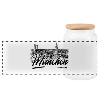 Munich design - Panoramic Cookie Jar with Wooden Lid - white - Front