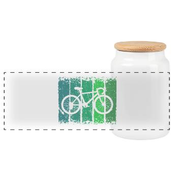 bicycle - Panoramic Cookie Jar with Wooden Lid - white - Front