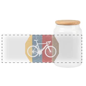 bicycle - Panoramic Cookie Jar with Wooden Lid - white - Front