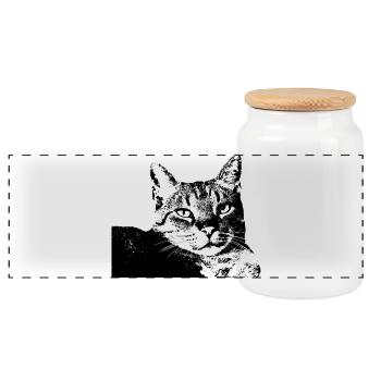 Chat Chat Chat Chat Chemise Cadeau - Boîte à biscuits avec couvercle en bois - blanc - Devant