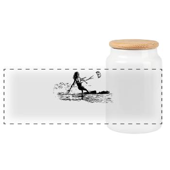 Kite-Surfer - Kiting - Panoramic Cookie Jar with Wooden Lid - white - Front