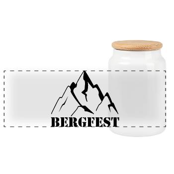 Abstraktes Bergfest Design - Panorama Keksdose mit Holzdeckel - Weiß - Vorne
