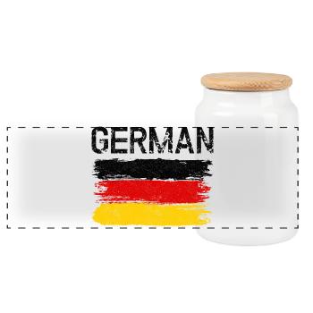 German Flag Brushstroke - Panoramic Cookie Jar with Wooden Lid - white - Front