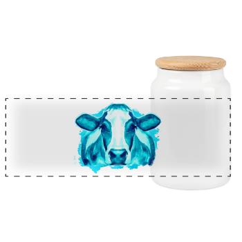 Cow cows - Panoramic Cookie Jar with Wooden Lid - white - Front