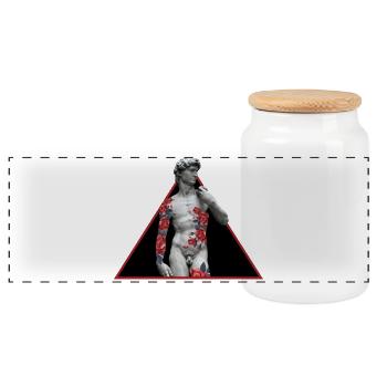 David Rose Tattoo - Panoramic Cookie Jar with Wooden Lid - white - Front