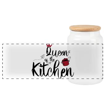 Reine de la cuisine - Boîte à biscuits avec couvercle en bois - blanc - Devant