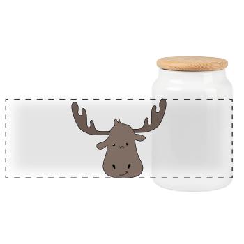 Funny gifts for children with small moose - Panoramic Cookie Jar with Wooden Lid - white - Front