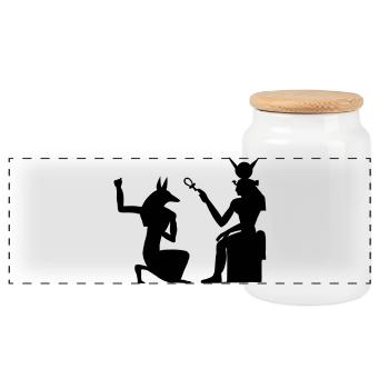 Pyramide hiéroglyphes égyptiens pharaon - Boîte à biscuits avec couvercle en bois - blanc - Devant