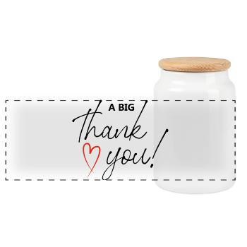 Thank You - Panoramic Cookie Jar with Wooden Lid - white - Front
