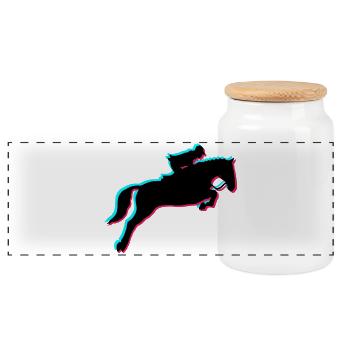 équitation - Boîte à biscuits avec couvercle en bois - blanc - Devant