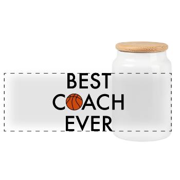 Best basketball coach - Panoramic Cookie Jar with Wooden Lid - white - Front