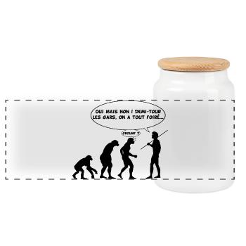 évolution inversée - Boîte à biscuits avec couvercle en bois - blanc - Devant