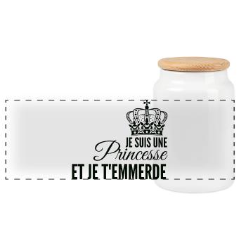 Princesse affirmée et rebelle - Boîte à biscuits avec couvercle en bois - blanc - Devant