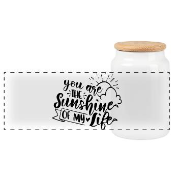 You Are The Sunshine Of My Life Love - Panoramic Cookie Jar with Wooden Lid - white - Front