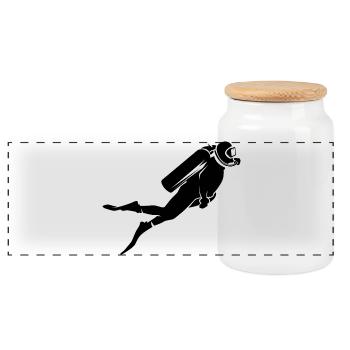 Illustration de logo de symbole sous-marin de mer de plongeur - Boîte à biscuits avec couvercle en bois - blanc - Devant