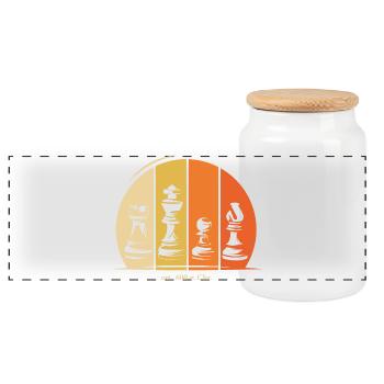 Schach Figuren Symbol Logo Geschichte retro - Panorama Keksdose mit Holzdeckel - Weiß - Vorne