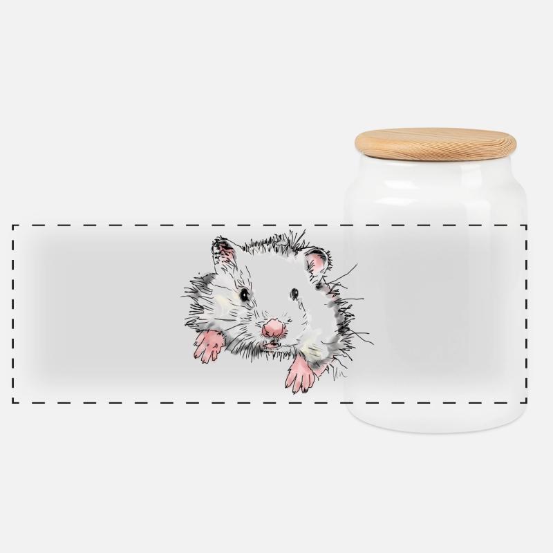 Hamster - Panorama Keksdose mit Holzdeckel - Weiß
