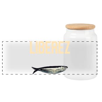 Liberez les sardines - Boîte à biscuits avec couvercle en bois - blanc - Devant