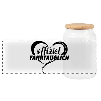 Führerschein - Panorama Keksdose mit Holzdeckel - Weiß - Vorne