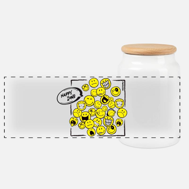 Smiley-World© Happy Zone - Panorama Keksdose mit Holzdeckel - Weiß