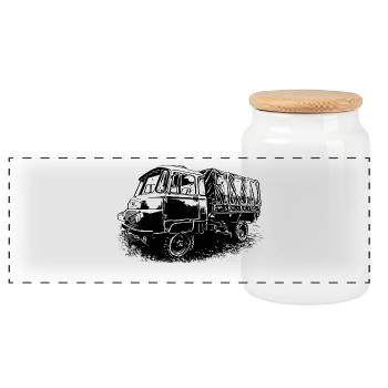 Robur LO 2002 A - Panoramic Cookie Jar with Wooden Lid - white - Front