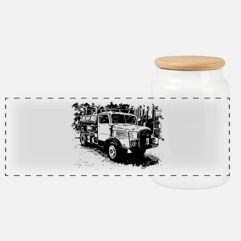 IFA Horch LKW Kipper - Panorama Keksdose mit Holzdeckel - Weiß