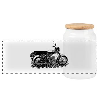 S51 - DDR-Motorräder - Panorama Keksdose mit Holzdeckel - Weiß - Vorne