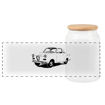 Goggomobil - Goggo - Dingolfing - Panoramic Cookie Jar with Wooden Lid - white - Front