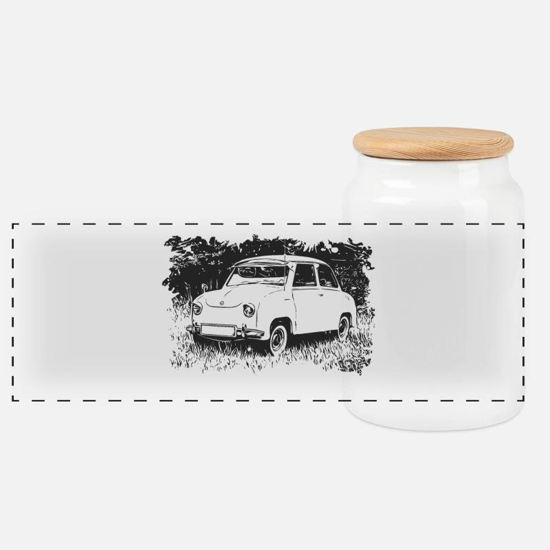 Goggomobil - Panorama Keksdose mit Holzdeckel - Weiß