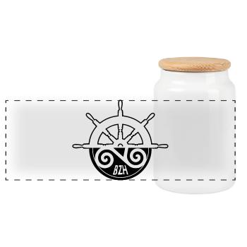 Brittany bzh - Panoramic Cookie Jar with Wooden Lid - white - Front