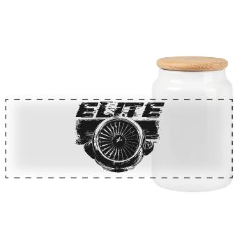 Airplane ELITE - Panoramic Cookie Jar with Wooden Lid - white - Front