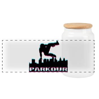 Parkour - Panorama Keksdose mit Holzdeckel - Weiß - Vorne