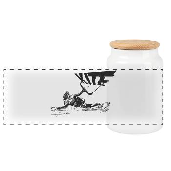 Kitegirl Kiten Kite black - Panoramic Cookie Jar with Wooden Lid - white - Front