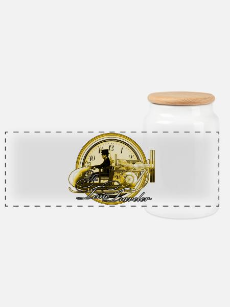 Der Zeitreisende - Panorama Keksdose mit Holzdeckel - Weiß
