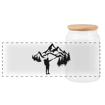Hikers in the mountains - Panoramic Cookie Jar with Wooden Lid - white - Front