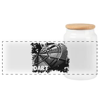 Dartboard - Darts - Darts - Darts - Panoramic Cookie Jar with Wooden Lid - white - Front