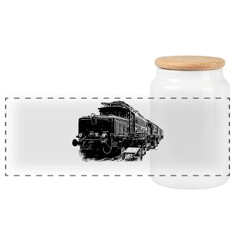 E94 Locomotive Train The Crocodile - Panoramic Cookie Jar with Wooden Lid - white - Front
