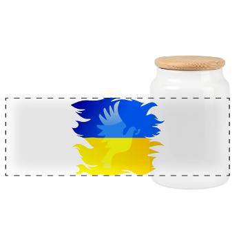 Drapeau de l’Ukraine avec colombe de la paix - Boîte à biscuits avec couvercle en bois - blanc - Devant