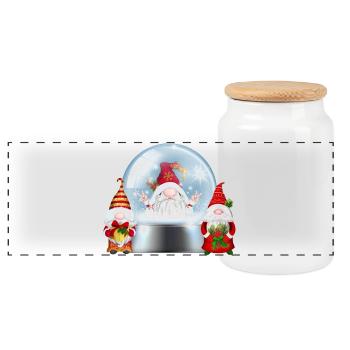 Boule à neige Santa Gnomes Cheer - Boîte à biscuits avec couvercle en bois - blanc - Devant