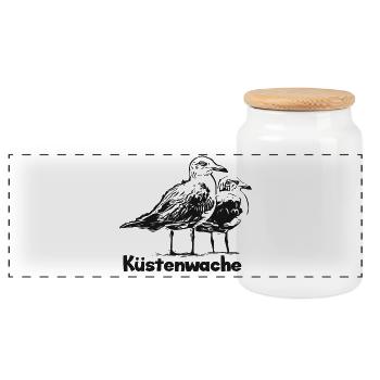 Küstenwache - Panorama Keksdose mit Holzdeckel - Weiß - Vorne