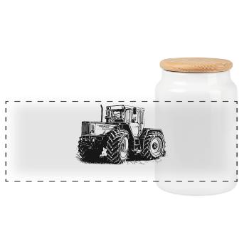 MB trac 1400 turbo | Tractor - Panoramic Cookie Jar with Wooden Lid - white - Front