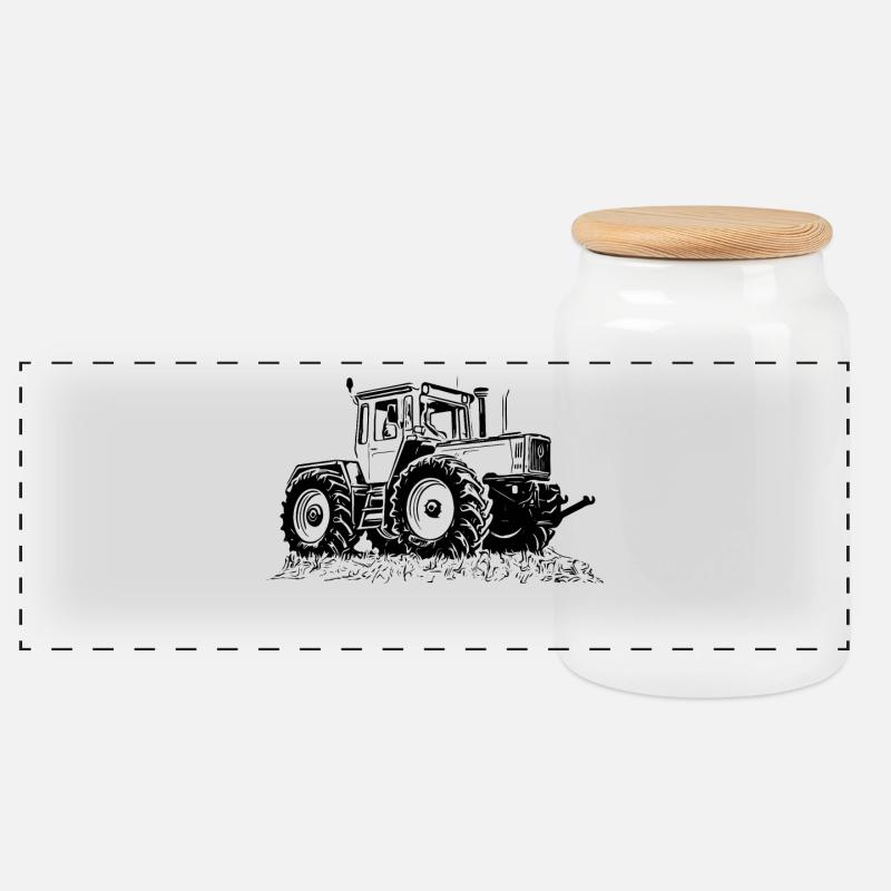 MB trac 1300 turbo | Traktor - Panorama Keksdose mit Holzdeckel - Weiß