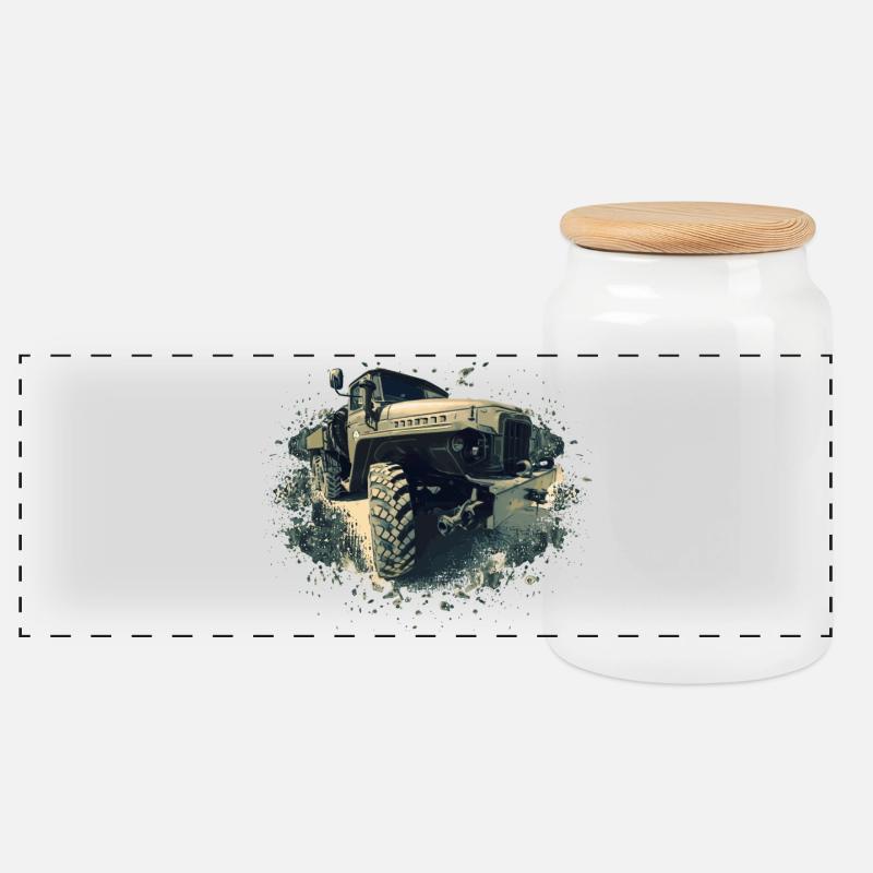 Ural 375 - Panorama Keksdose mit Holzdeckel - Weiß